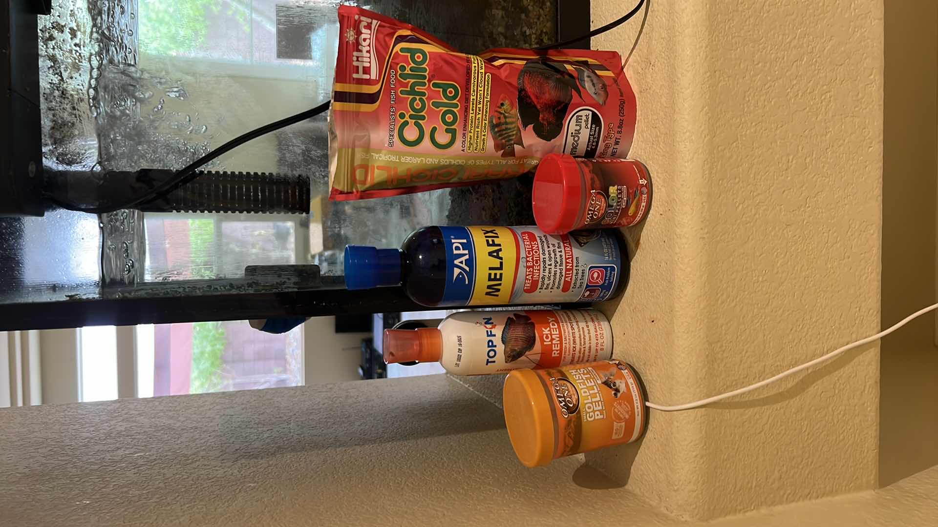 Photo 1 of LIVE FISH TANK W LIVE FISH (SOME SUPPLIES INCLUDED)-BUYER TO REMOVE 