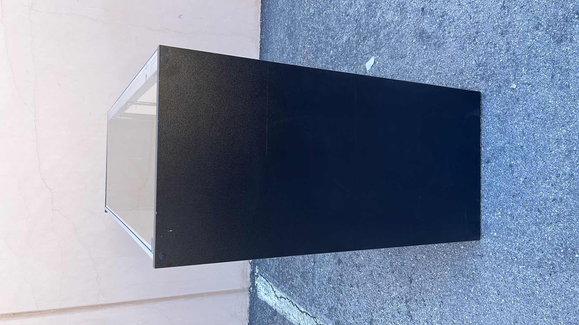 Photo 1 of GLASS MERCHANDISE DISPLAY CASE W 1 GLASS SHELF & 2 DOORS 18” X 48” H38.25”