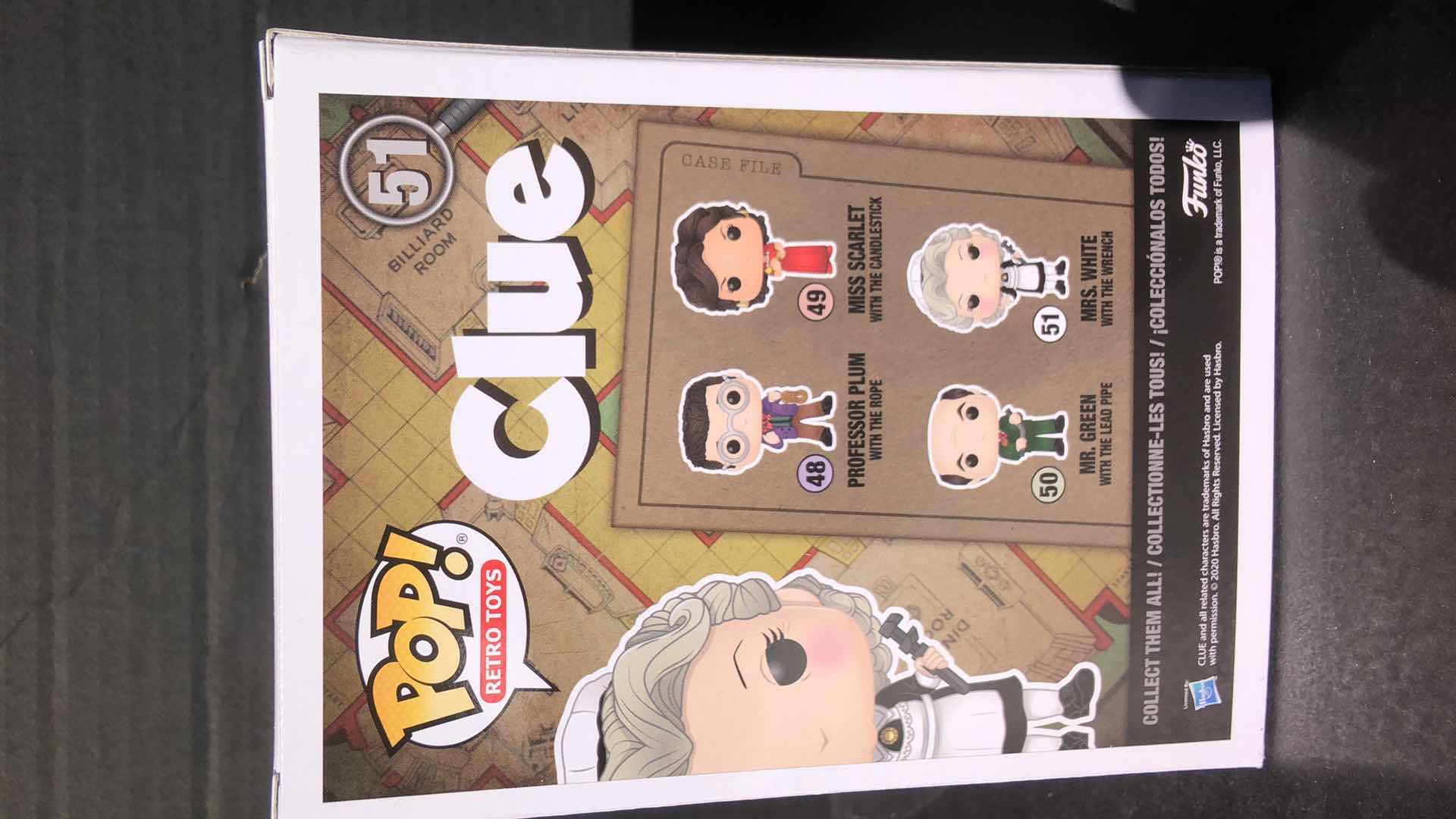 Photo 1 of NIB FUNK POP RETRO CLUE MRS WHITE WITH THE WRENCH VINYL FIGURINE