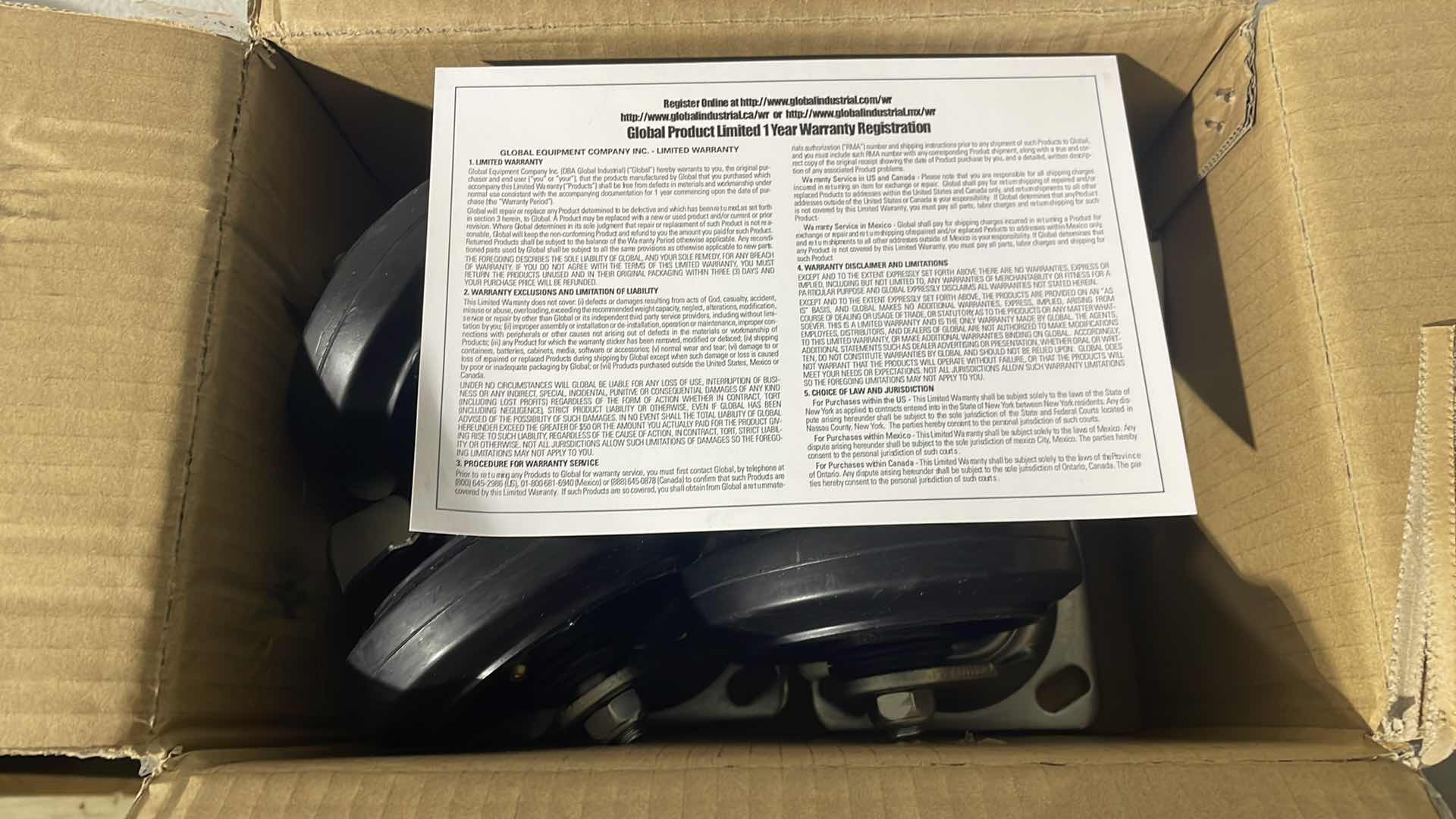 Photo 1 of GLOBAL MODEL 653CP96 5" X 1.5"MORT CASTER KIT -SWIVEL 1 SET