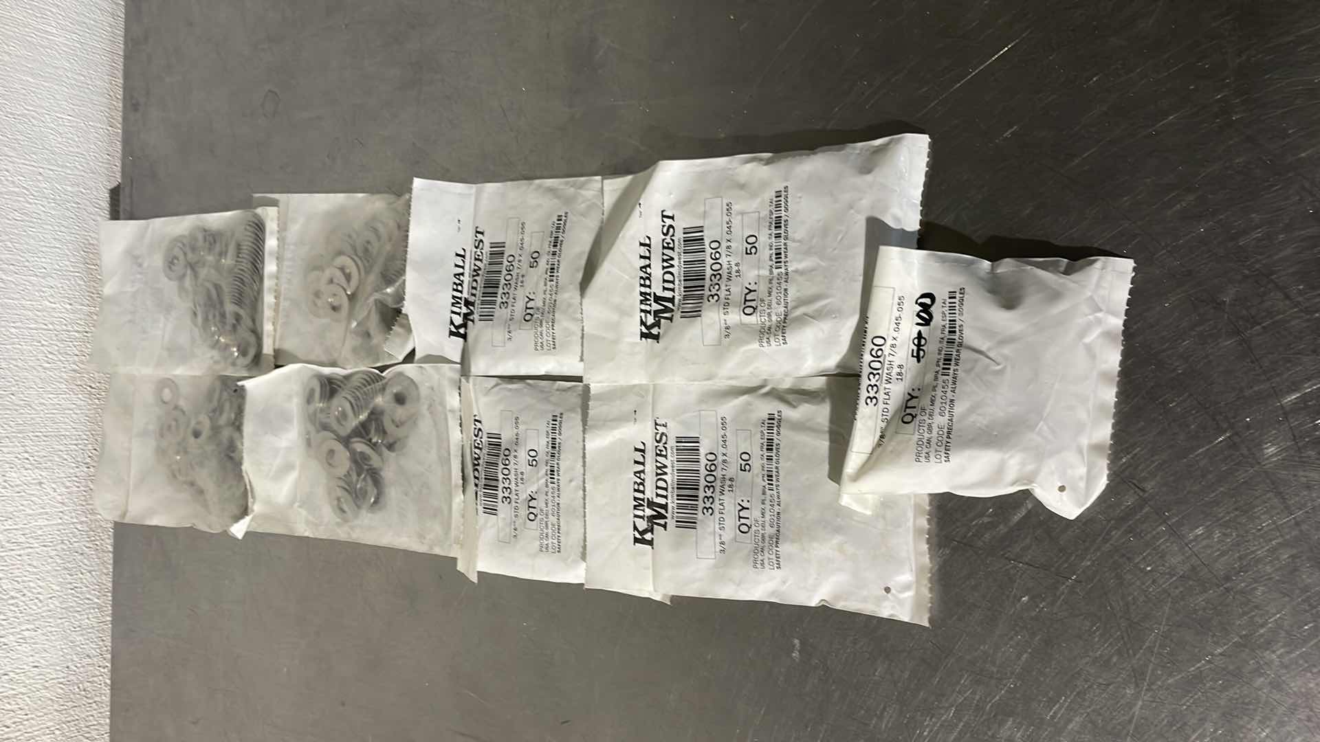 Photo 1 of 3/8" FLAT WASHER, 7/8" OUTSIDE DIAMETER, 304 STAINLESS STEEL 18-8, BRIGHT FINISH (500)