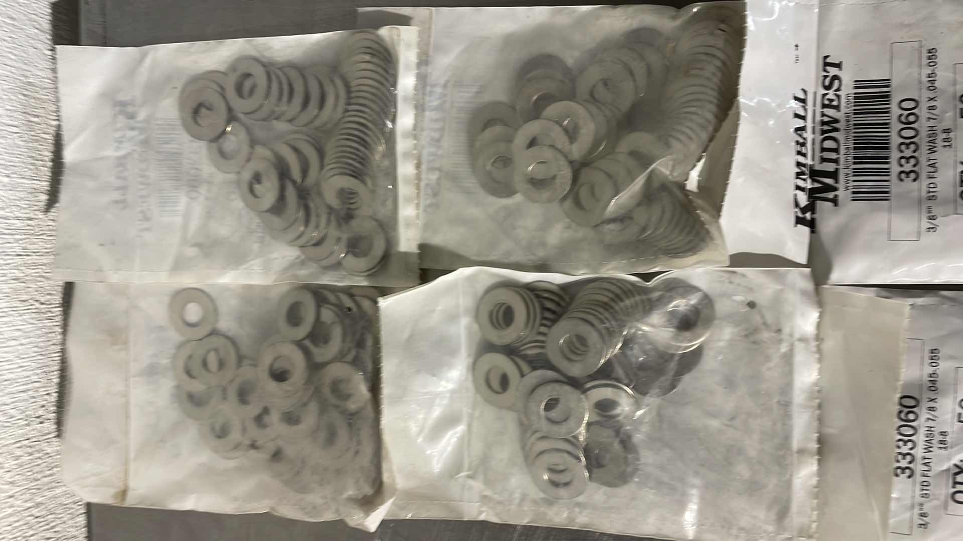 Photo 1 of 3/8" FLAT WASHER, 7/8" OUTSIDE DIAMETER, 304 STAINLESS STEEL 18-8, BRIGHT FINISH (500)