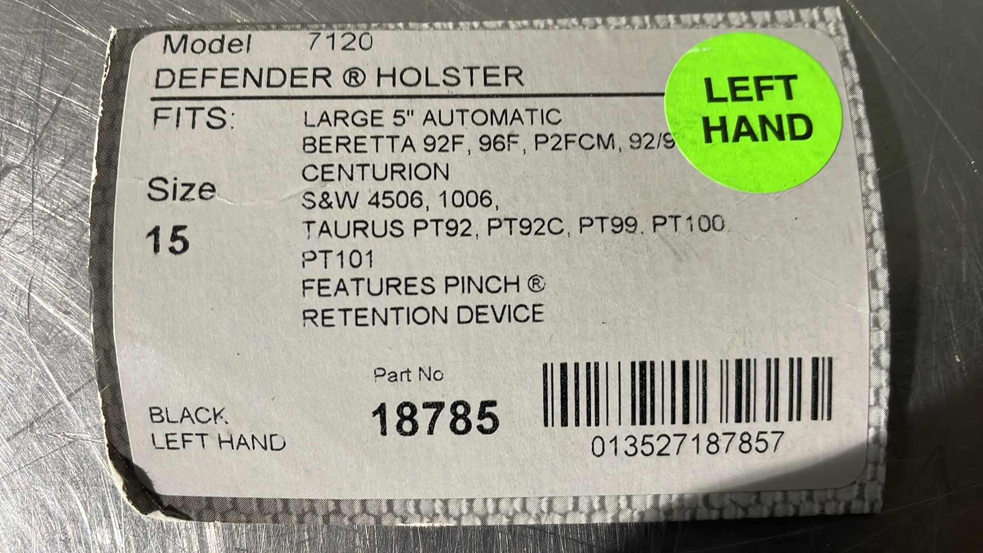 Photo 2 of BIANCHI ACCUMOLD BLACK DUTY DEFENDER HOLSTER 18785  LEFT HANDED 7120 FOR 92F 96F PT92 (4)