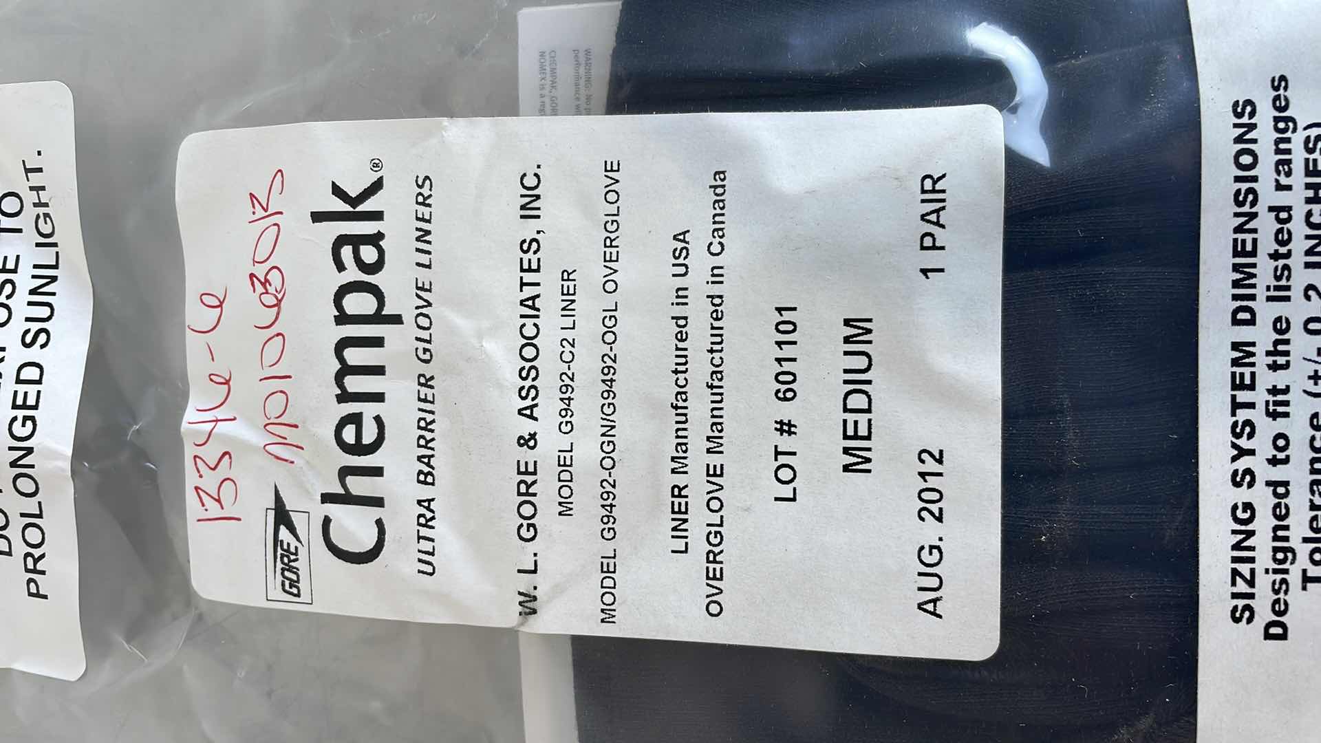 Photo 1 of CHEMPAK ULTRA BARRIER GLOVE LINER MEDIUM
