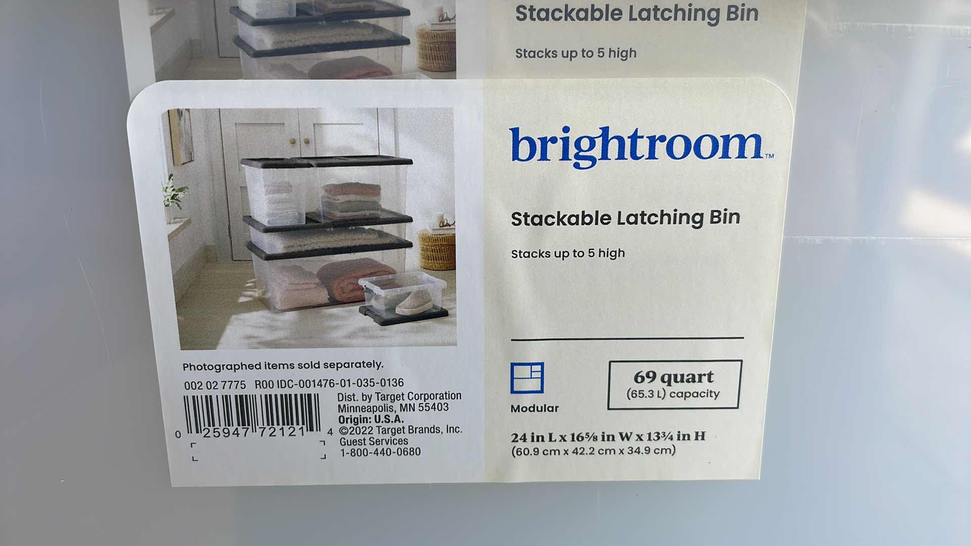 View 2 of BRIGHTROOM STACKABLE LATCHING BIN 69QT 24” x 16-5/8”  H13-3/4” (6)