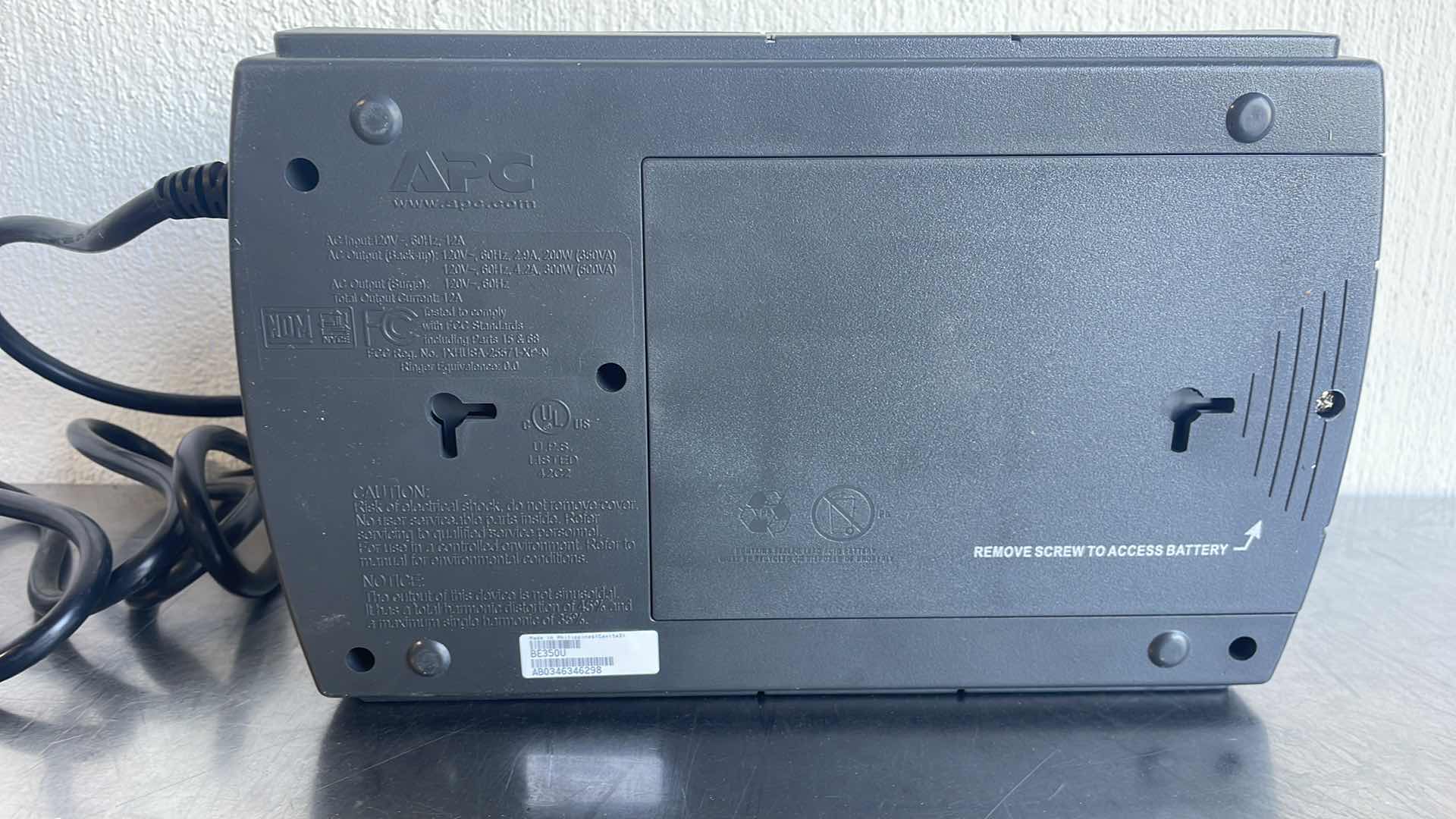 Photo 3 of APC BATTERY BACKUP 350VA 200WATTS