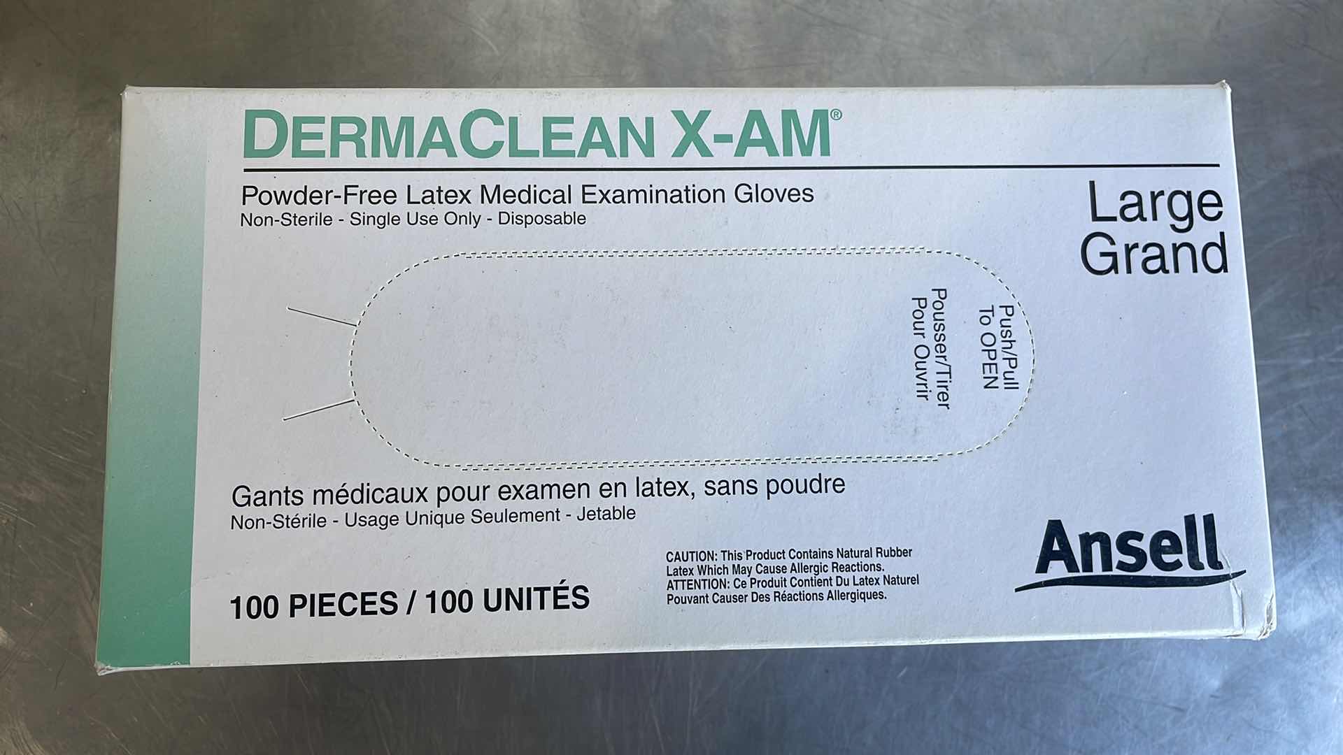 Photo 1 of DERMACLEAN X-AM LARGE POWDER FREE LATEX MEDICAL EXAMINATION GLOVES (10)