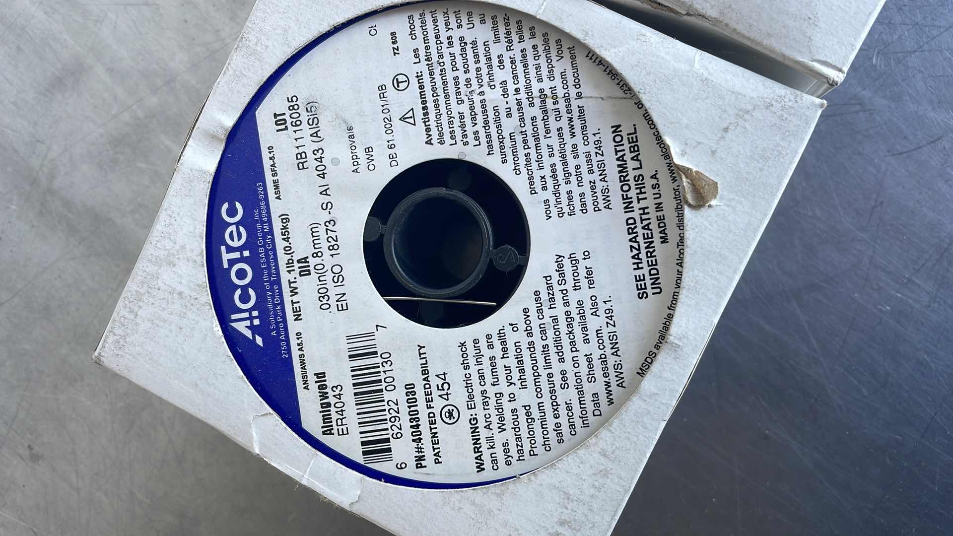 Photo 1 of ALCOTEC MIG WELDING WIRE ALUMINUM, ER4043 0.8MM 3LBS