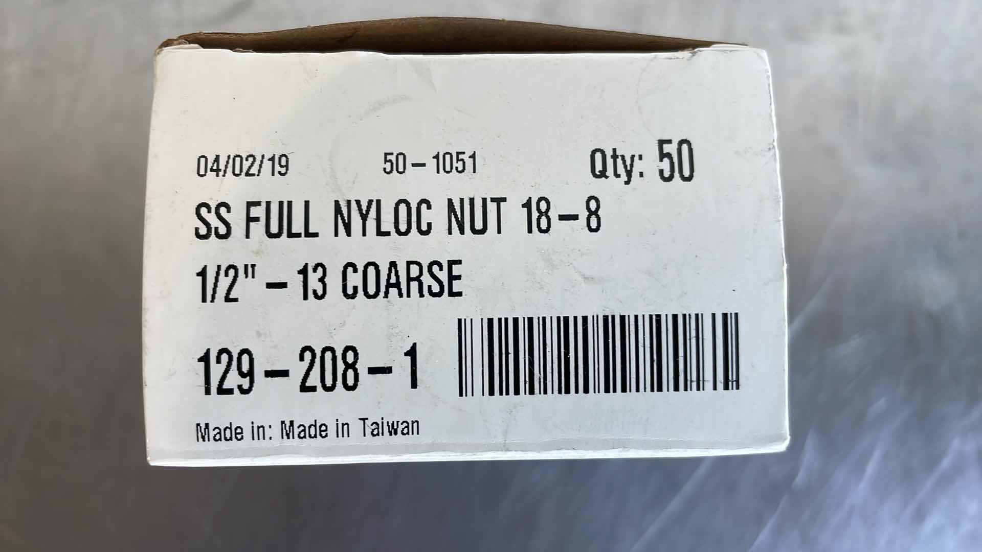 Photo 1 of 1/2” - 13 COURSE STAINLESS STEEL NYLON LOCKNUTS (125)