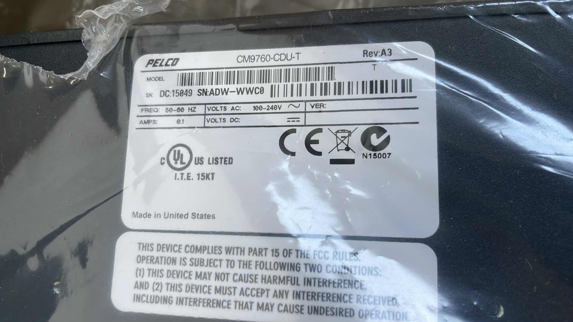 Photo 1 of PELCO CM9760-CDU-T MATRIX CODE DISTRIBUTION UNIT TX VER