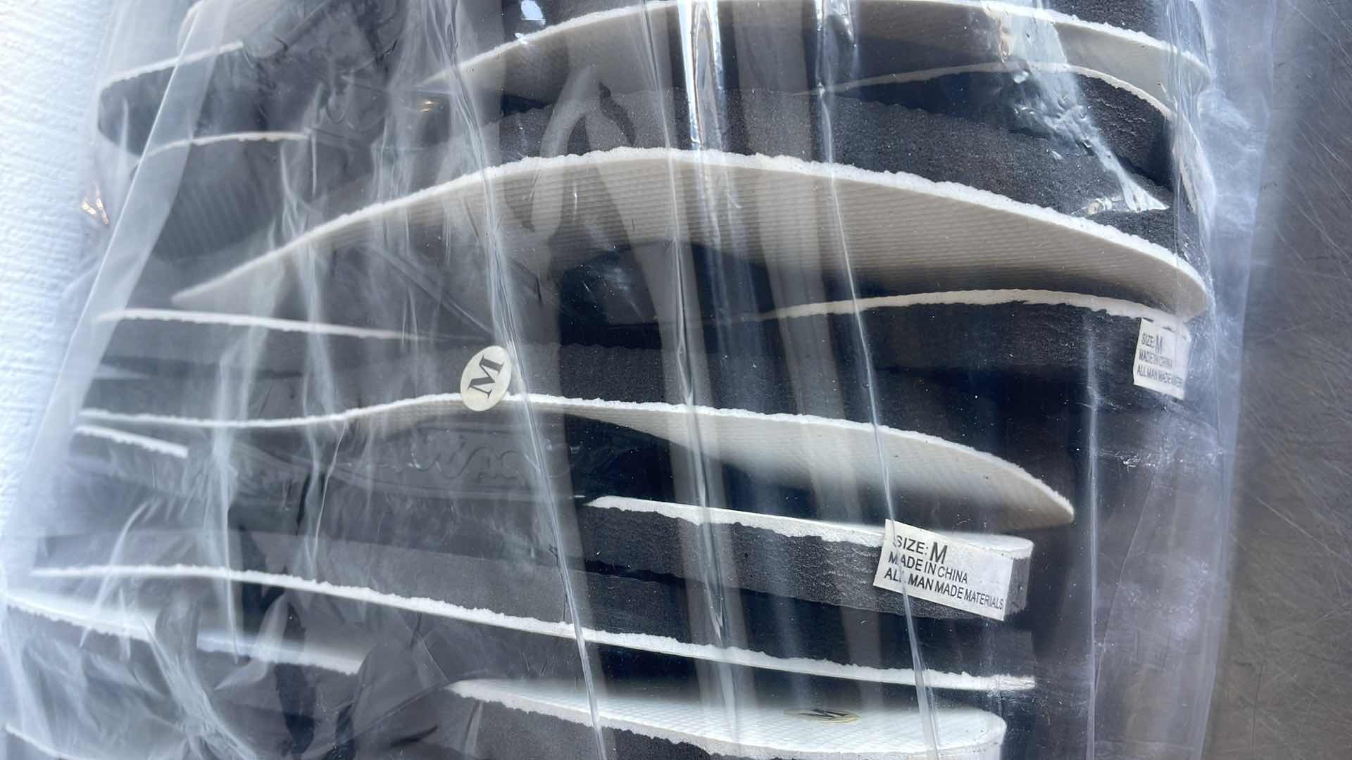 Photo 1 of BLACK AND WHITE THONGS/FLIP FLOPS SIZE MEDIUM (12)