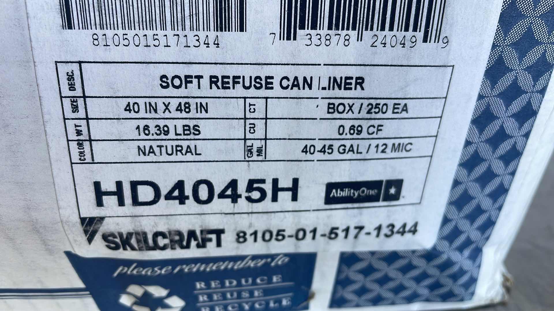 Photo 1 of ENVISION PRO PERFORMACE TRASH BAGS 40-45 GAL 250 PER BOX