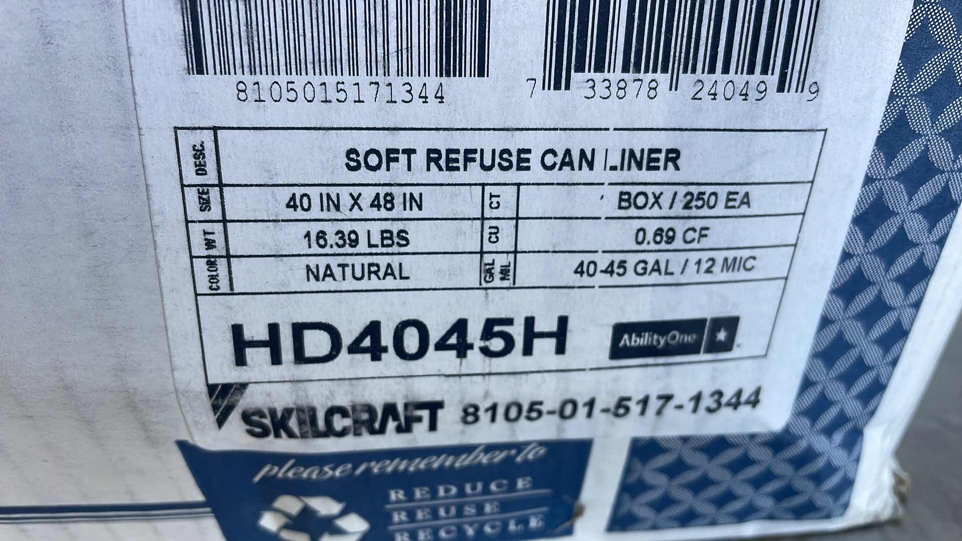 Photo 1 of ENVISION PRO PERFORMACE TRASH BAGS 40-45 GAL 250 PER BOX