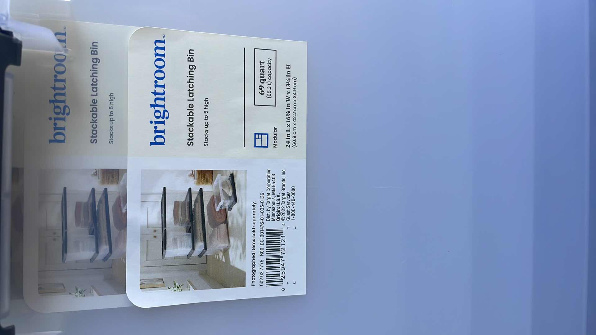 Photo 1 of BRIGHTROOM STACKABLE LATCHING BIN 69QT 24” x 16-5/8” H13-3/4” (6)