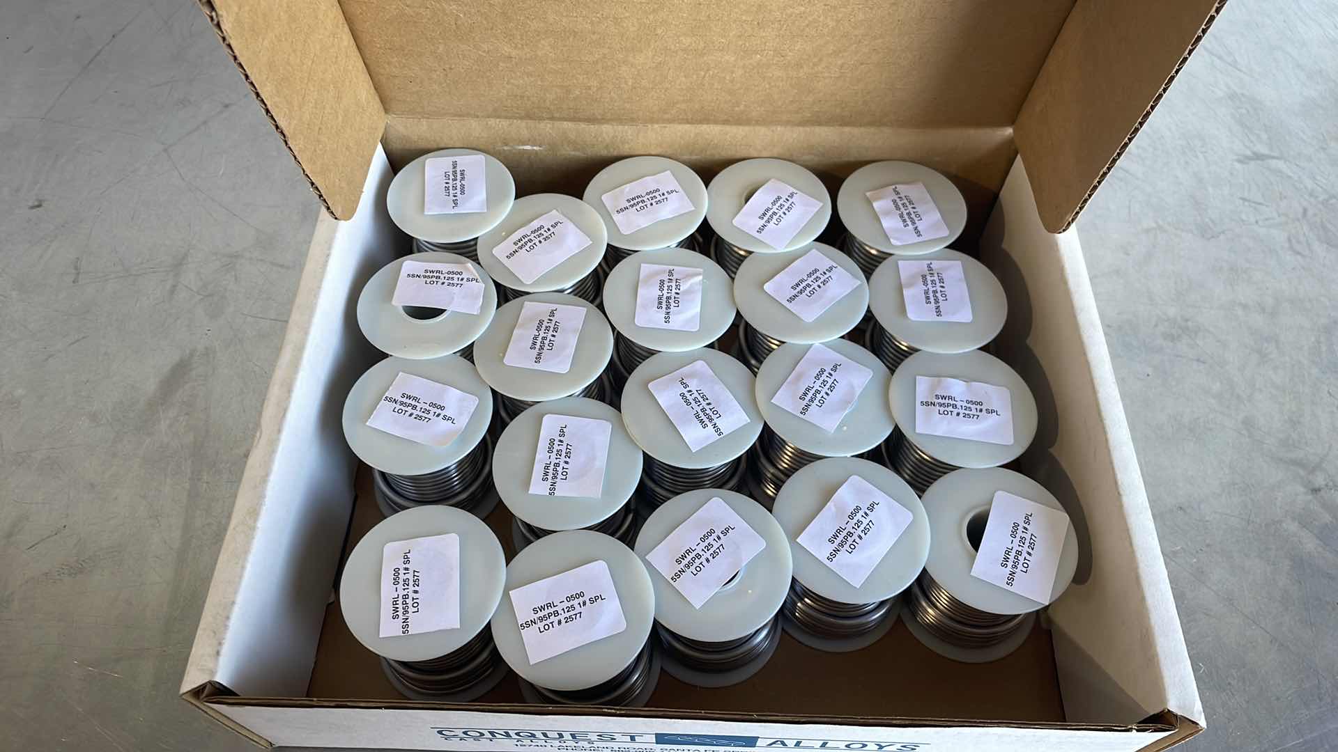 Photo 1 of CONQUEST ALLOYS WIRE SOLDER 5SN/95PB.125 1LB SPOOL (20)