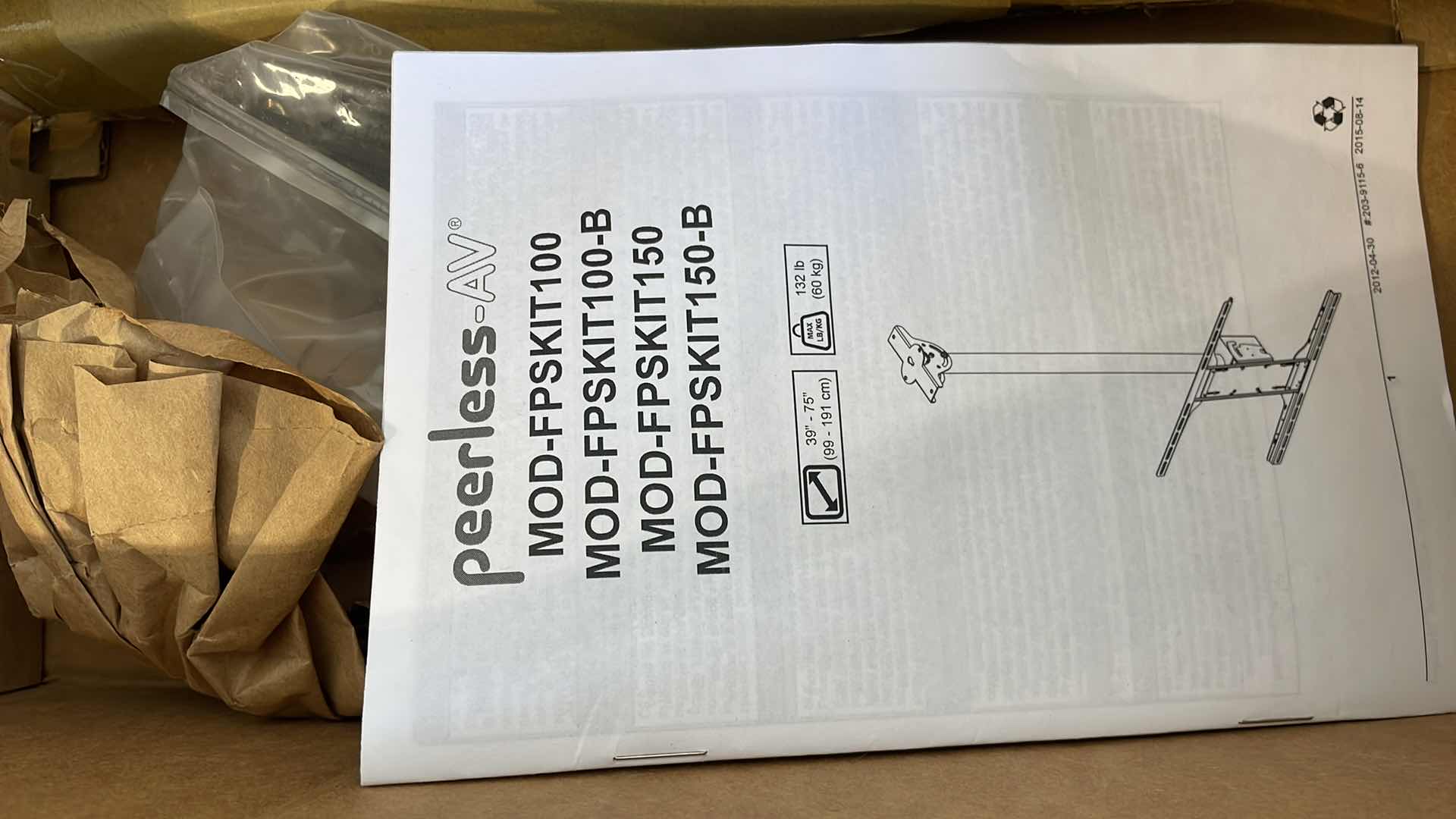 Photo 1 of PEERLESS MOD-FPSKIT100-B MODULAR SERIES CEILING MOUNT KIT TV MOUNT