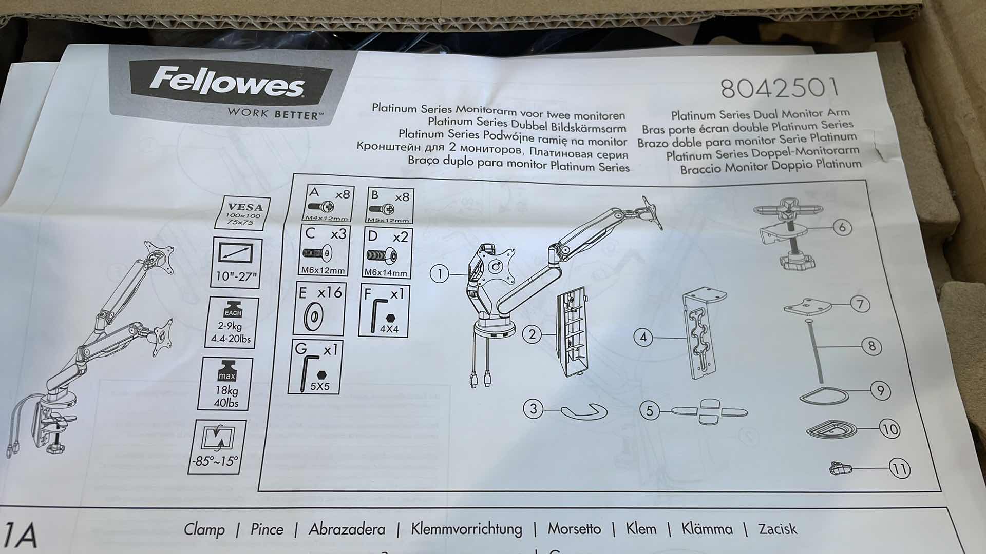 Photo 1 of FELLOWES PLATINUM SERIES DUAL MONITOR ARM 8042501