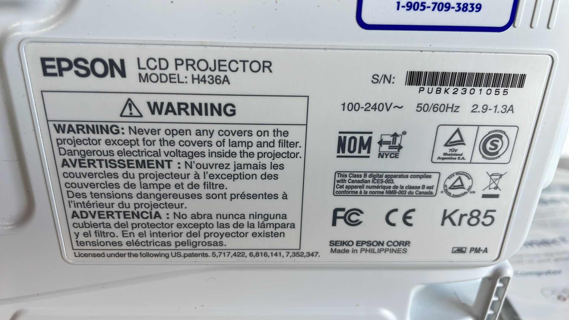 Photo 1 of EPSON LCD PROJECTOR MODEL H436A