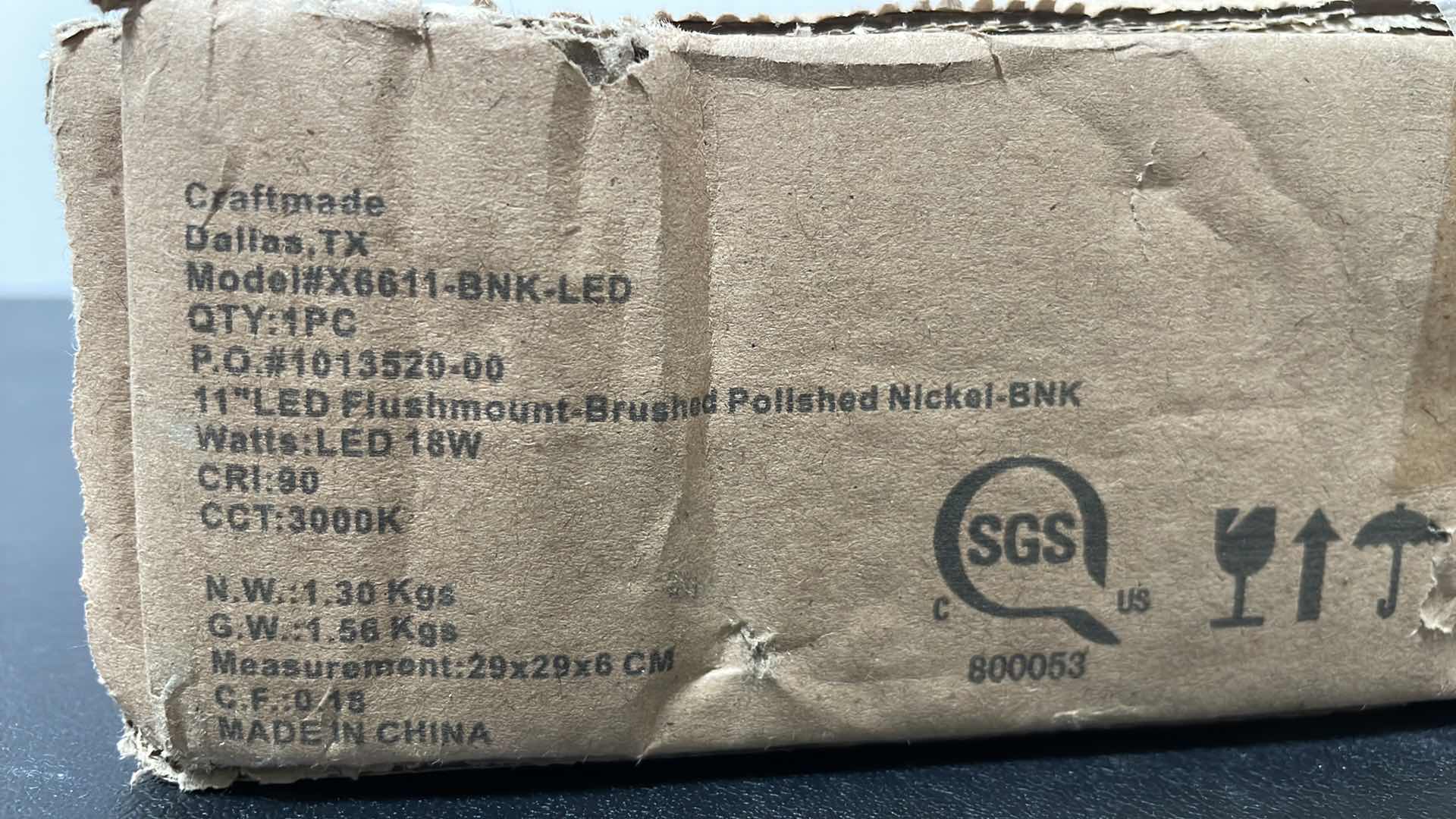 Photo 1 of CRAFTMADE 11” LED FLUSHMOUNT BRUSHED NICKEL MODEL X6611-BNK-LED