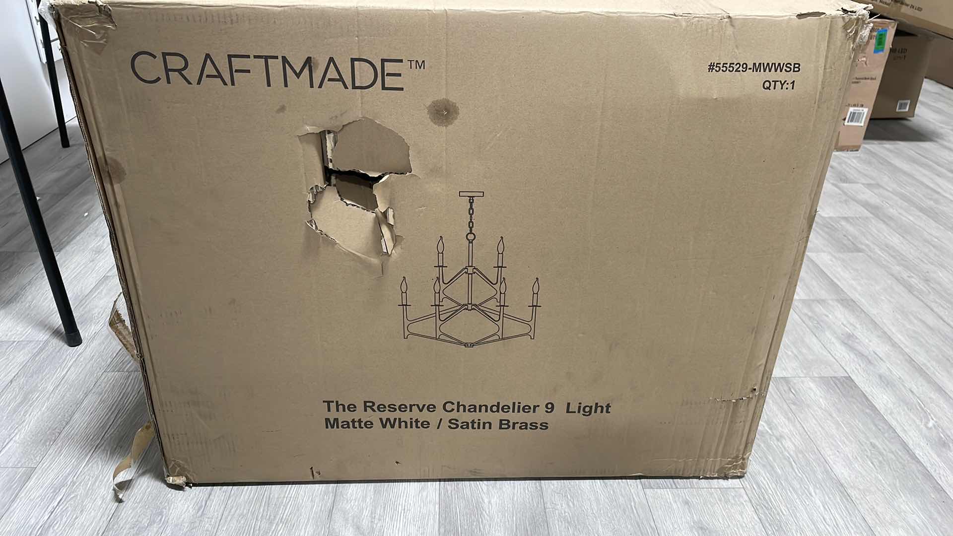 Photo 2 of CRAFTMADE THE RESERVE CHANDELIER 9 LIGHT MATTE WHITE AND SATIN BRASS MODEL 55529-MWWSB