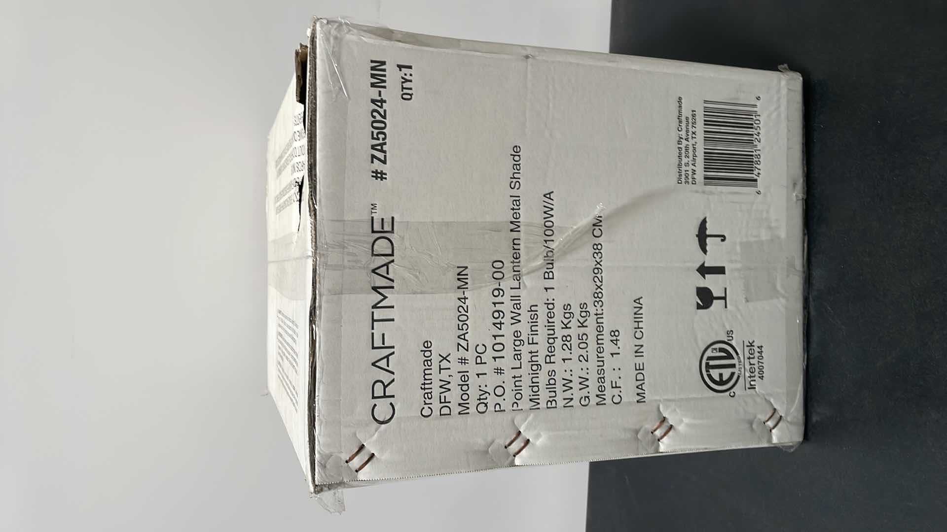 Photo 1 of CRAFTMADE POINT LARGE WALL LANTERN METAL SHADE MIDNIGHT FINISH MODEL ZA5024-MN