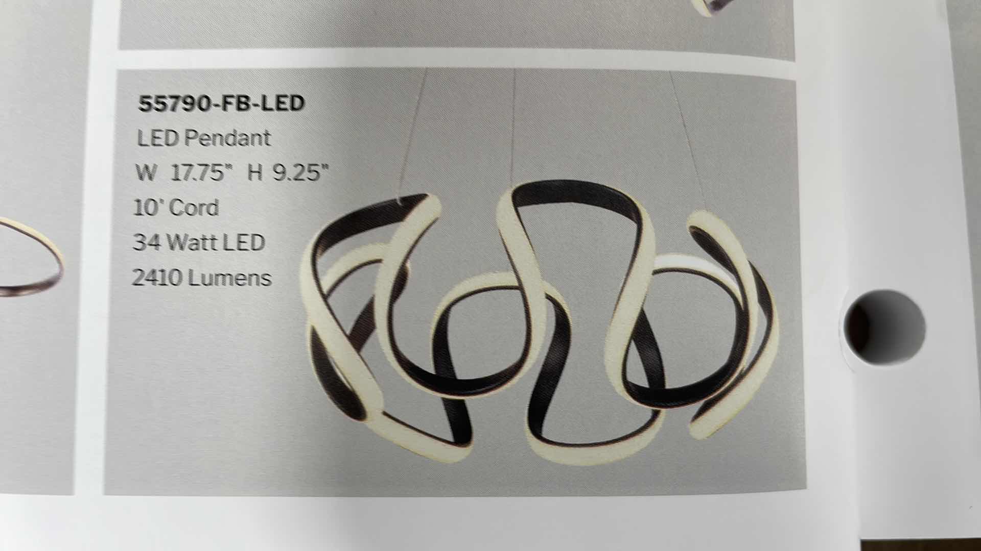 Photo 1 of CRAFTMADE PULSE DIMMABLE LED PENDANT MODEL 55790-FB-LED