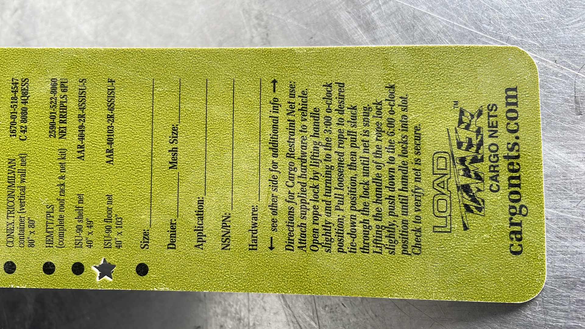 Photo 1 of LOAD TAMER FLOOR NET 40” X 103”