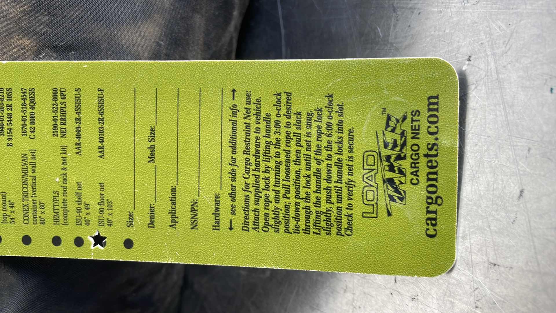 Photo 1 of LOAD TAMER FLOOR NET 40” X 103”