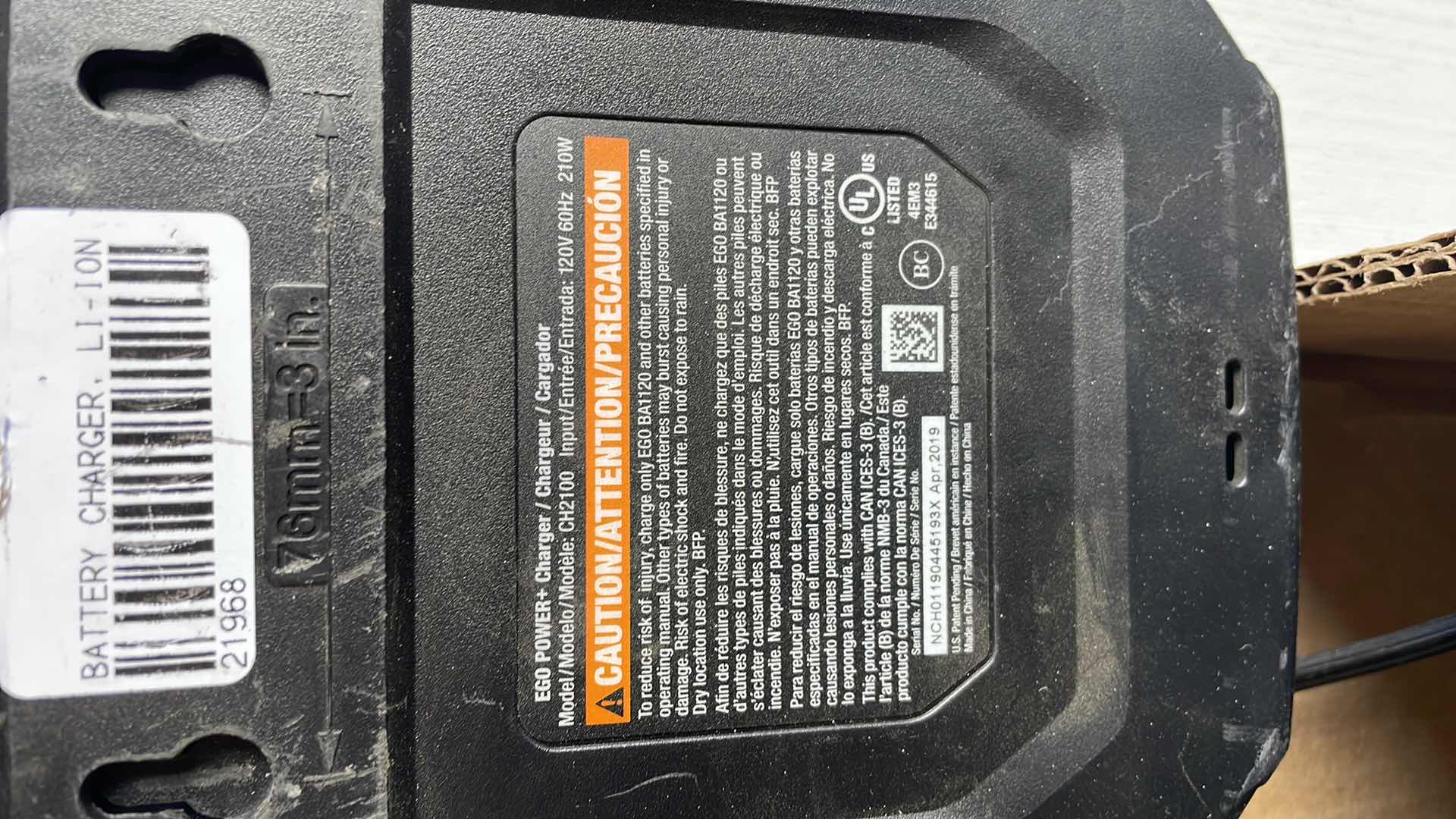 Photo 1 of EGO POWER+ CH2100  56V 56 VOLT LITHIUM-ION STANDARD CORDLESS BATTERY CHARGER (10)