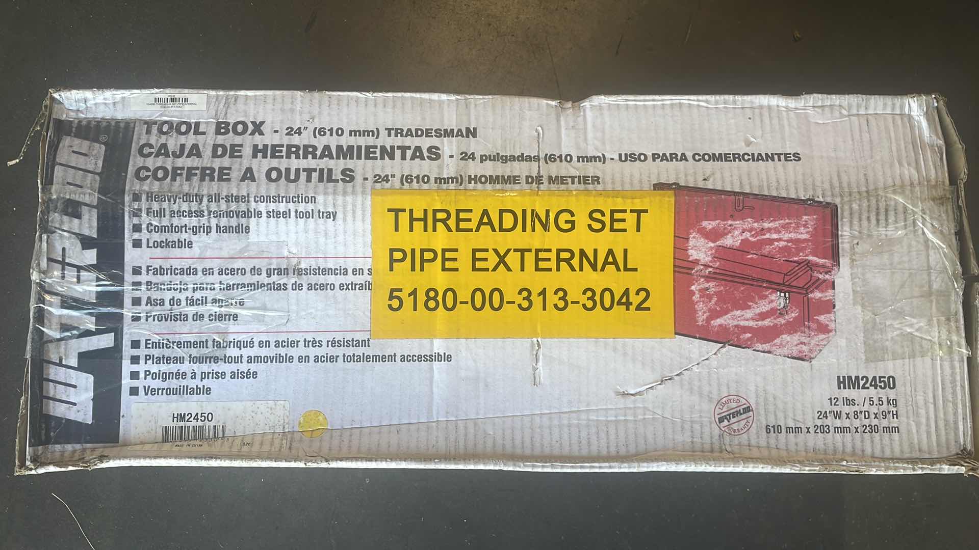 Photo 1 of WATERLOO HM2450 24” X 8” X 9” TOOLBOX WITH 81AE023 PIPE THREADING SET