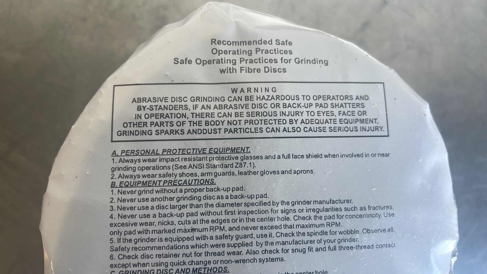Photo 1 of ALO RESIN FIBER SANDING DISCS 4” X 5/8” -4S G-88 024 DISCS (50)