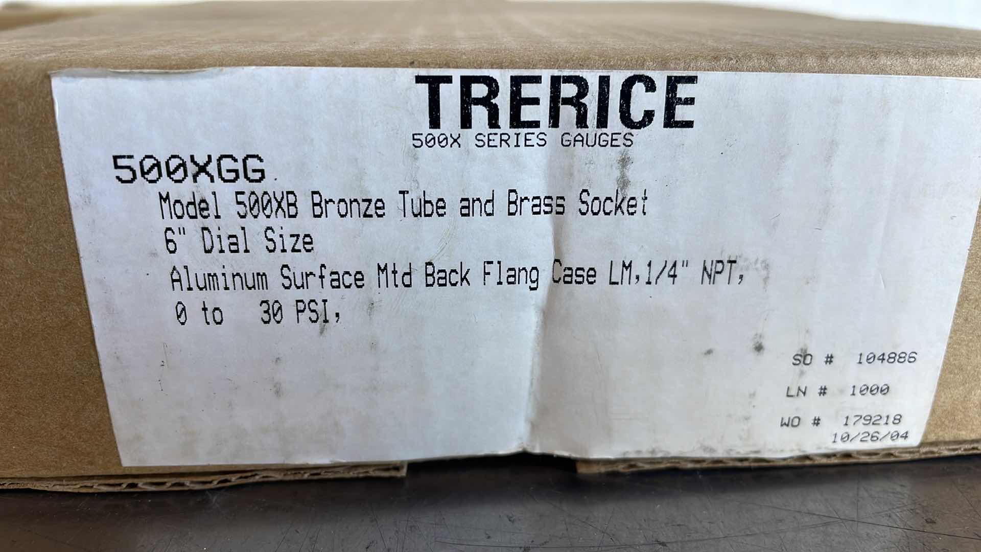 Photo 1 of TRERICE PRESSURE GAUGE 500XGG 6” DIAL SIZE 0-30PSI
