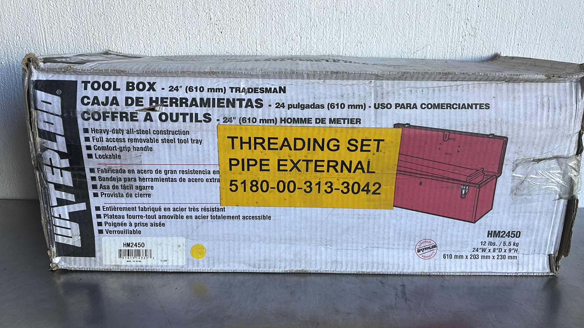 Photo 1 of WATERLOO HM2450 24” X 8” X 9” TOOLBOX WITH 81AE023 PIPE THREADING SET