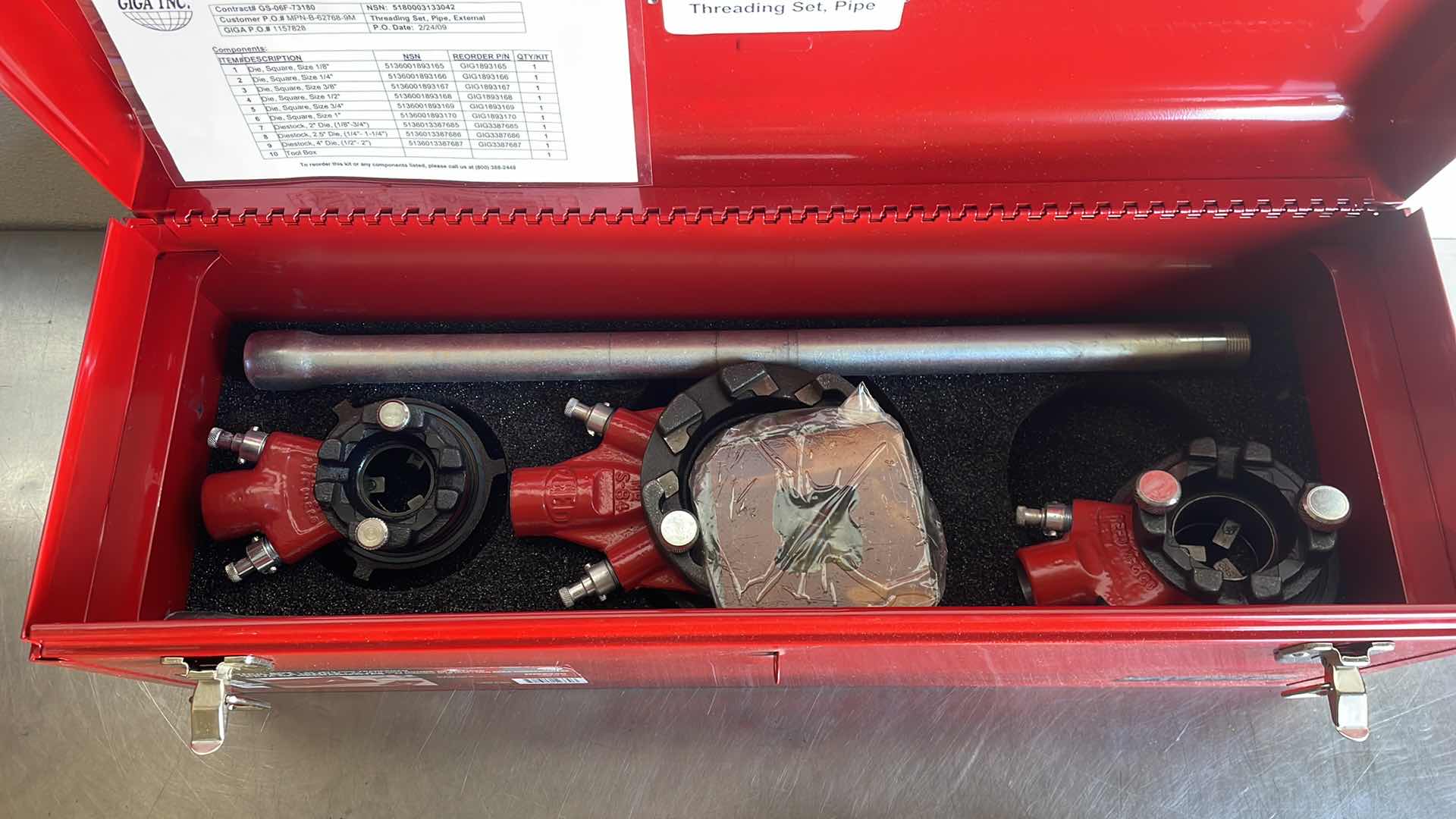 Photo 1 of WATERLOO HM2450 24” X 8” X 9” TOOLBOX WITH 81AE023 PIPE THREADING SET