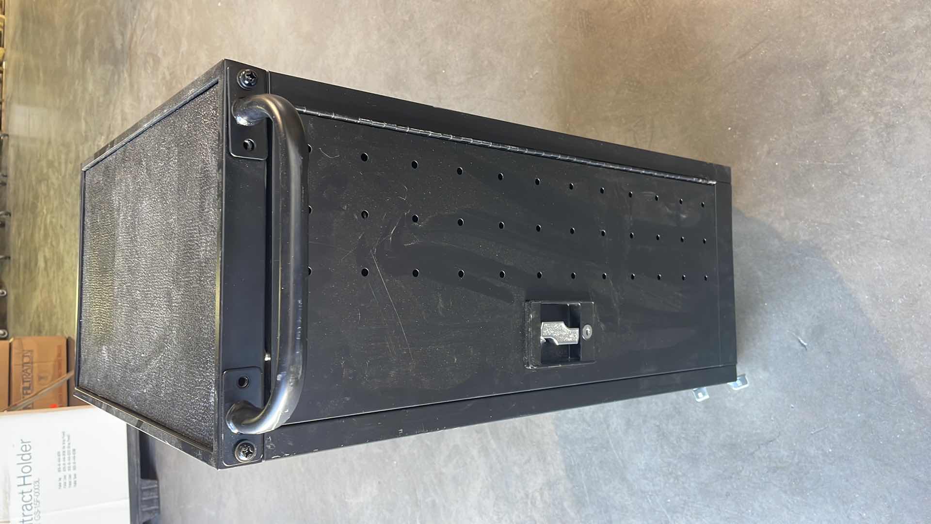 Photo 1 of STAND STEADY LINE LEADER COMPACT MOBILE CHARGING CART FOR CHROMEBOOKS, LAPTOPS, TABLETS AND MORE - CHARGES AND STORES 16 DEVICES - INCLUDES POWER STRIP AND LOCKING CABINET (12.13" X 23.25" X 34")