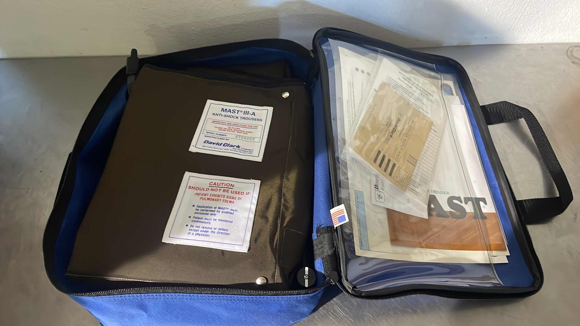 Photo 1 of DAVID CLARKE MAST III ANTI SHOCK TROUSERS WITH INFLATER ATTACHMENT