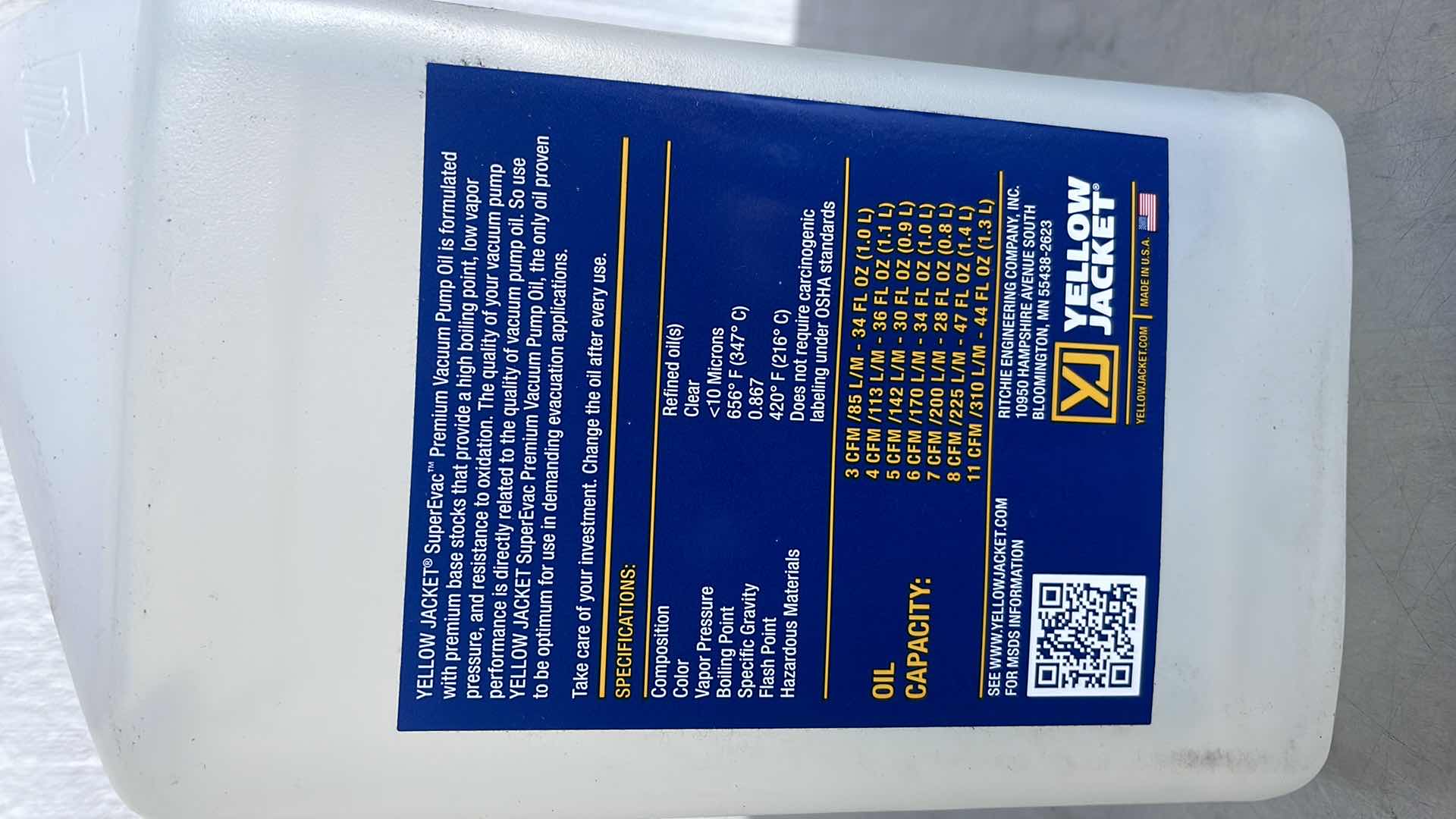 Photo 1 of SUPEREVAC PREMIUM VACUUM PUMP OIL