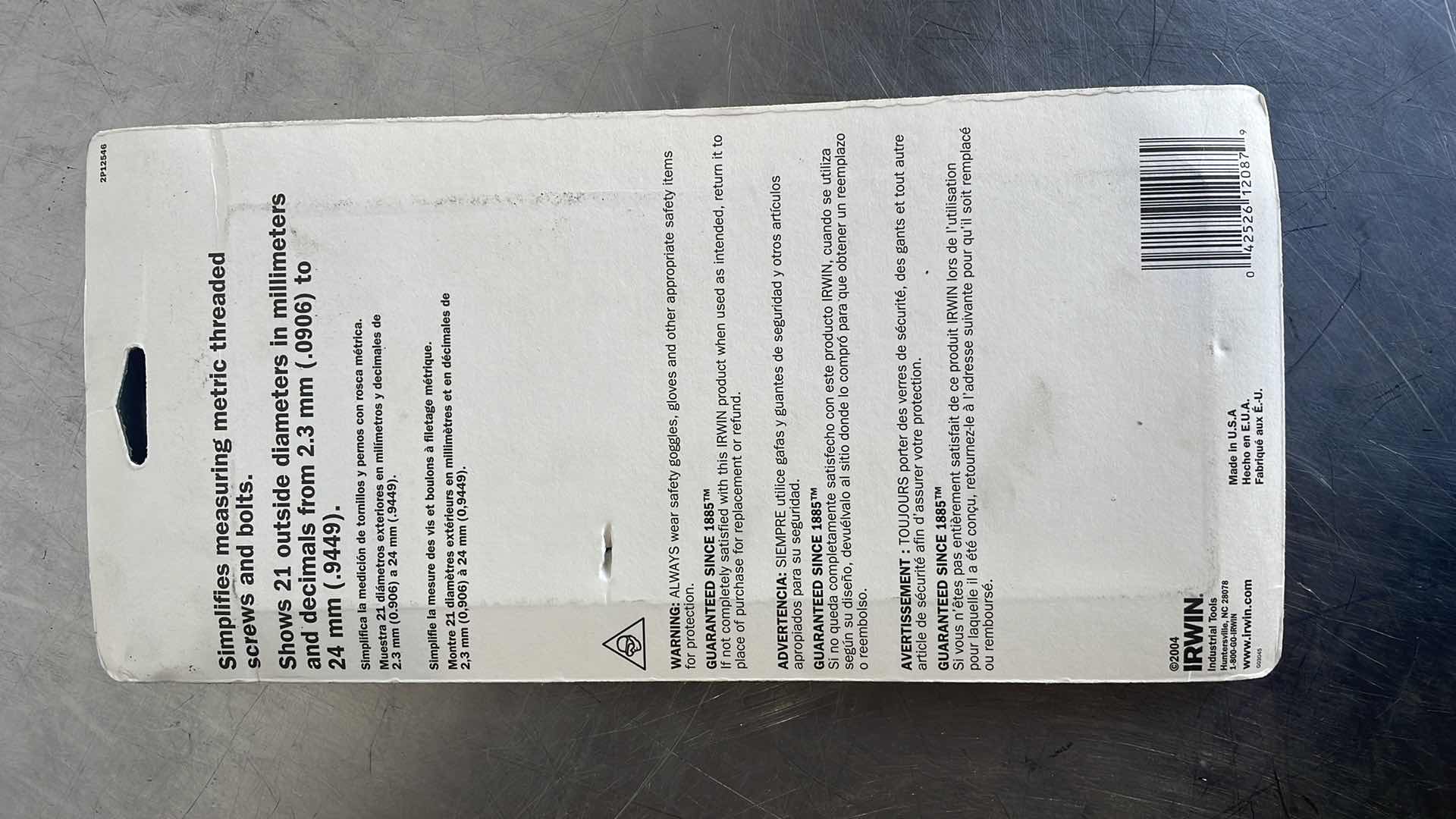 Photo 1 of IRWIN HANSON METRIC THREAD MEASURE 12087 USA