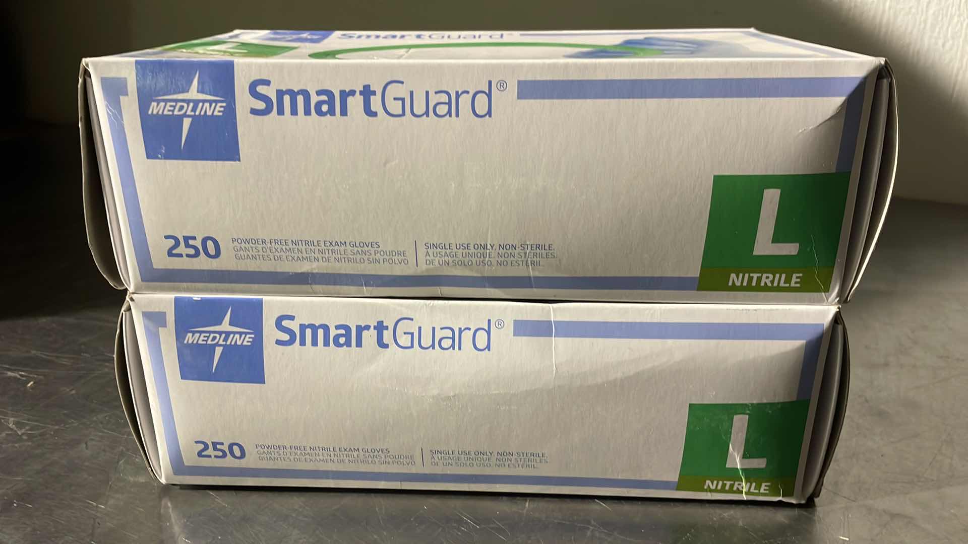 Photo 1 of MEDLINE SG313 SMARTGUARD POWDER-FREE NITRILE EXAM GLOVES, LARGE, BLUE (2 BOXES)