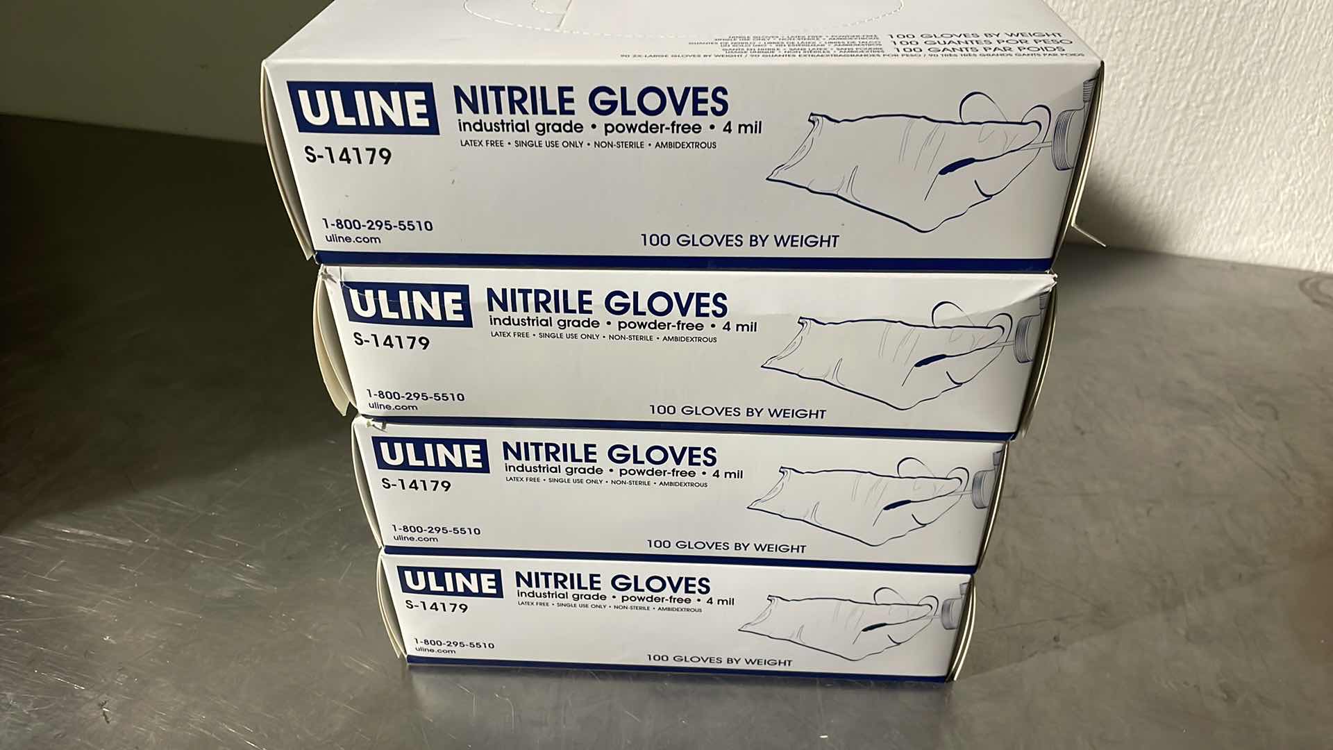 Photo 1 of ULINE INDUSTRIAL NITRILE GLOVES - POWDER-FREE, 4 MIL, LARGE (4 BOXES)