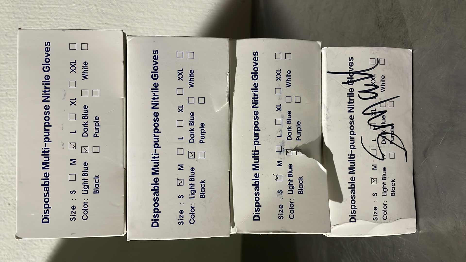 Photo 1 of WOSTAR NITRILE DISPOSABLE GLOVES 4 MIL POWDER LATEX FREE DISPOSABLE NON-STERILE NITRILE EXAM GLOVES 3 BOXES SMALL 1 BOX MEDIUM