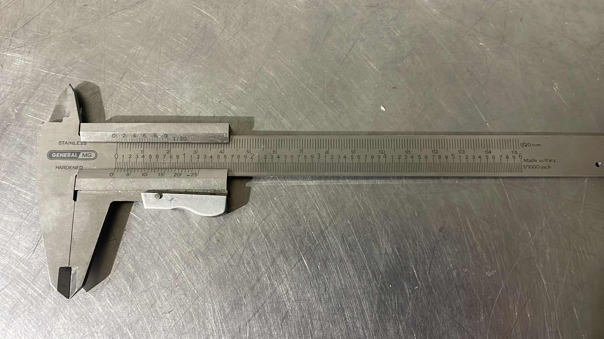 Photo 1 of GENERAL MG 6” VERNIER INSIDE OUTSIDE STAINLESS CALIPER ITALY
