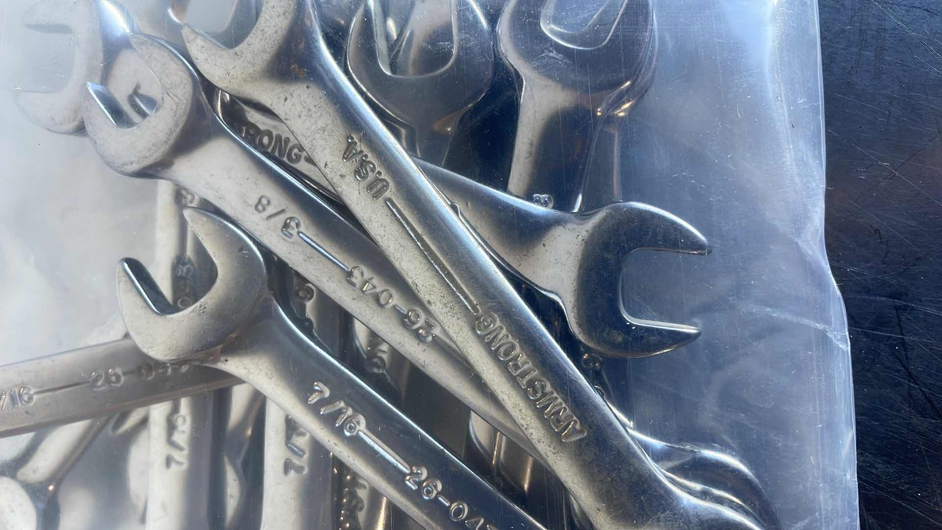 Photo 1 of ARMSTRONG U.S.A. 3/8 & 7/16 OPEN END WRENCHES (13)