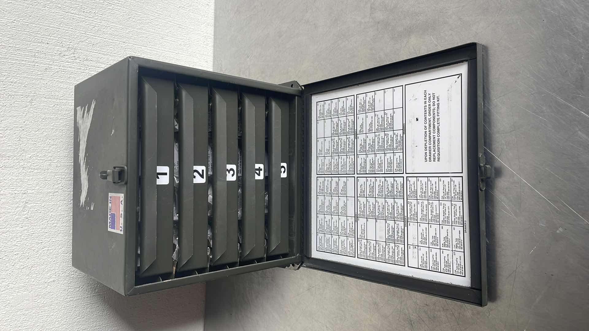 Photo 1 of NIELSEN HOWE 5 SLIDING DRAWER TRAY STORAGE CASE TOOL BOX BRASS FITTING METAL USA