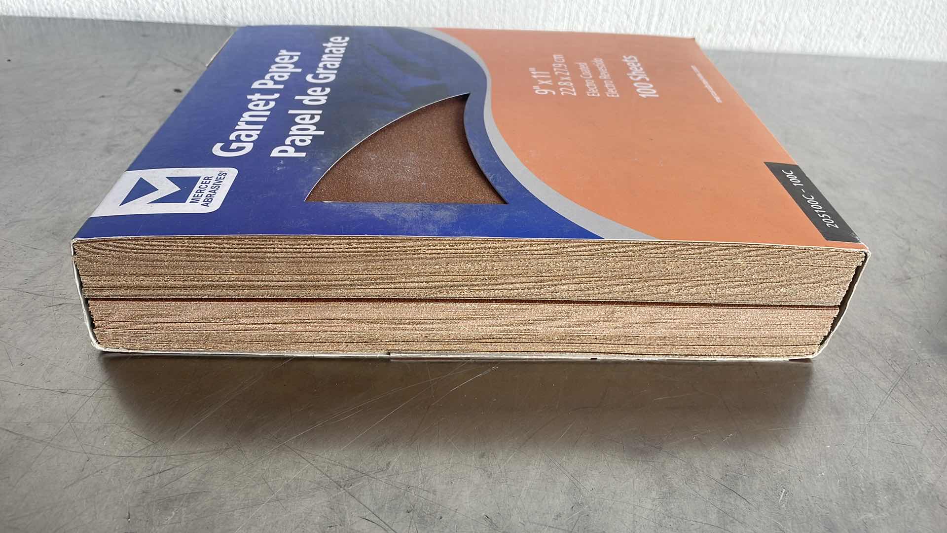 Photo 1 of MERCER INDUSTRIES 205100C - 9 X 11 GARNET PAPER SHEETS, GRIT 100C (100 PACK)