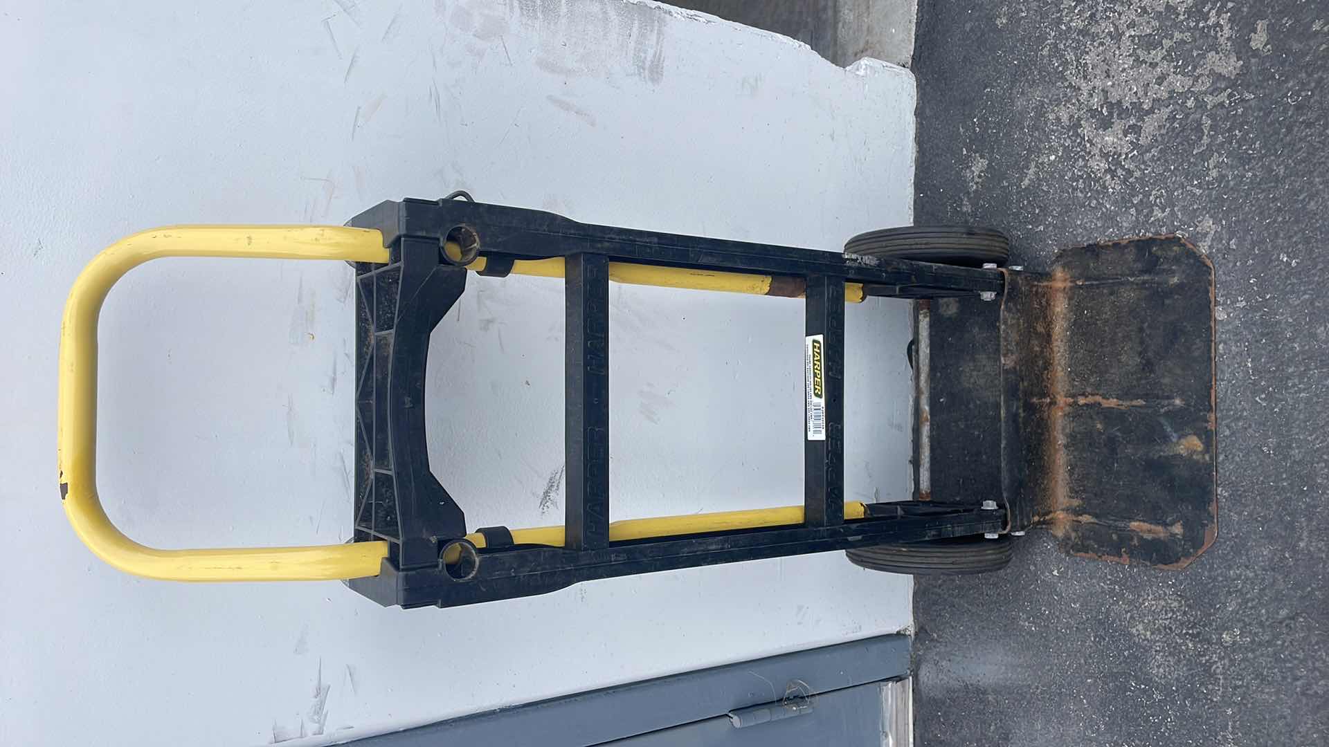 Photo 1 of HARPER 400 LB. STEEL TOUGH HAND TRUCK / PLATFORM TRUCK WITH 8" X 1 3/4" MOLD-ON RUBBER WHEELS PJDY2223A