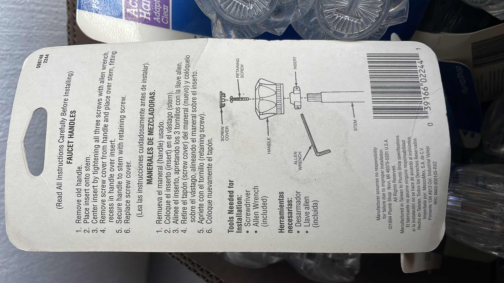 Photo 1 of ACRYLIC TUB/SHOWER HANDLES PS2244 WHOLE BOX