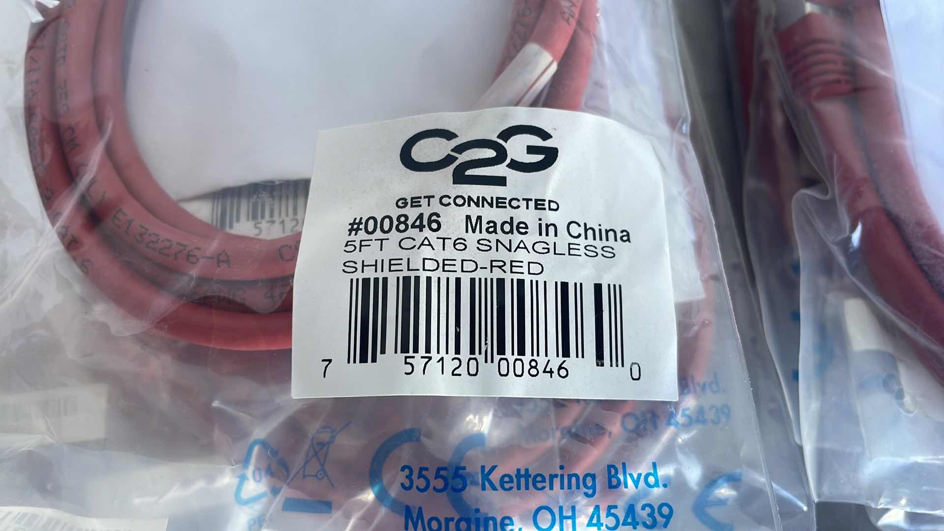 Photo 1 of C2G CABLE ASSEMBLY 5’ CAT6 SNAGLESS SHEILDED RED (10)