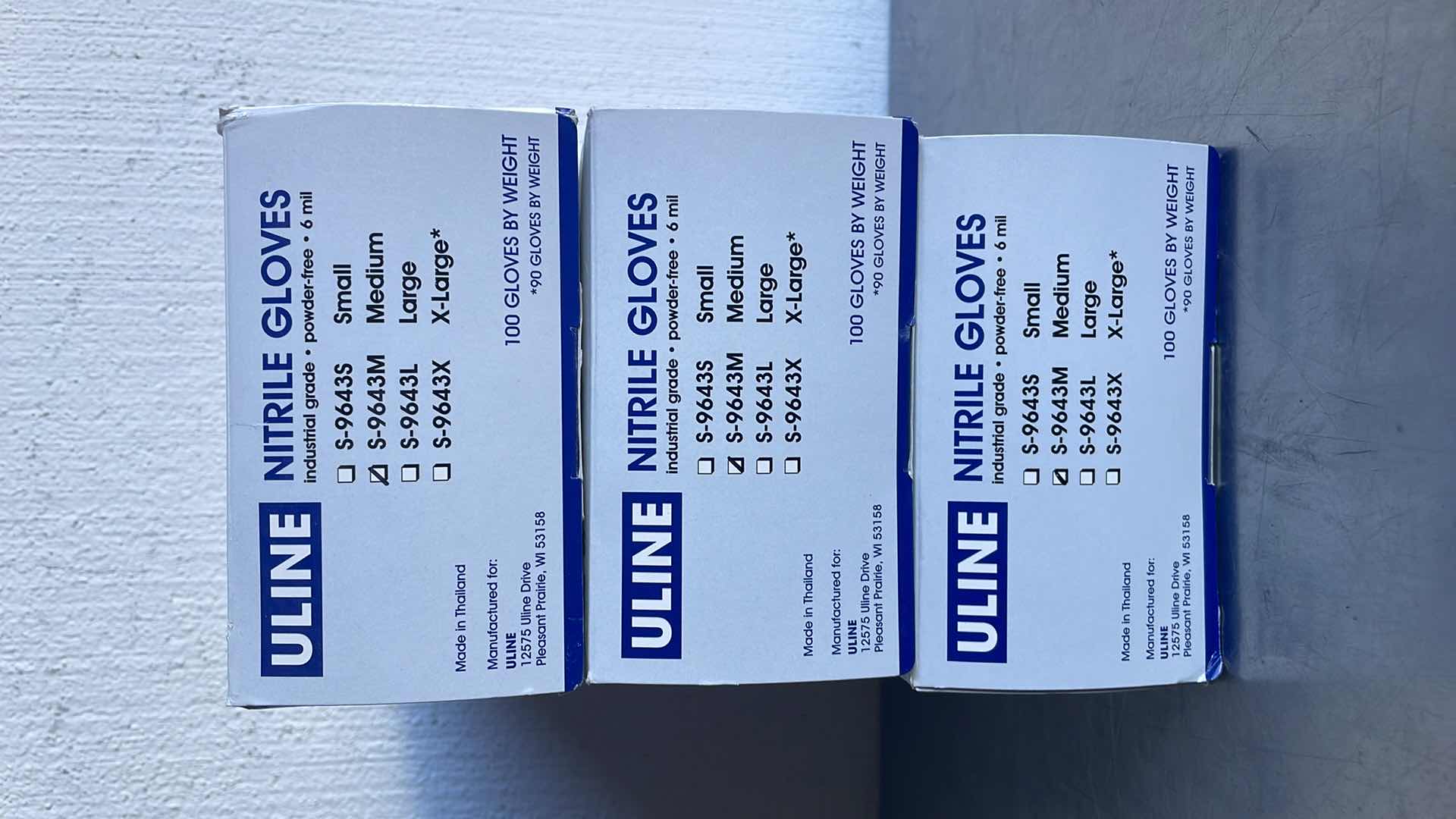 Photo 1 of ULINE INDUSTRIAL NITRILE GLOVES - S-9643M POWDER-FREE, 6 MIL, MEDIUM (3 BOXES)