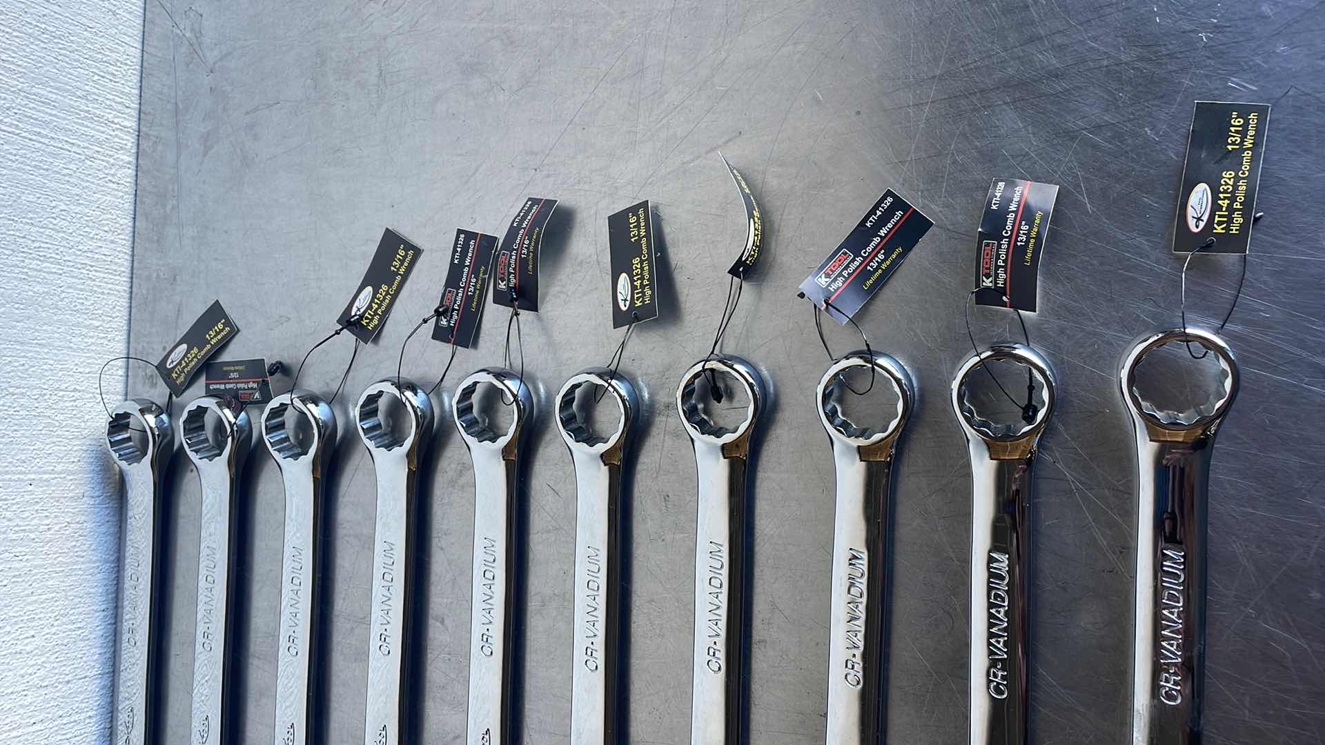 Photo 1 of K TOOL INTERNATIONAL KTI-41326 12 POINT HIGH POLISH COMBINATION WRENCH, 13/16" (10)